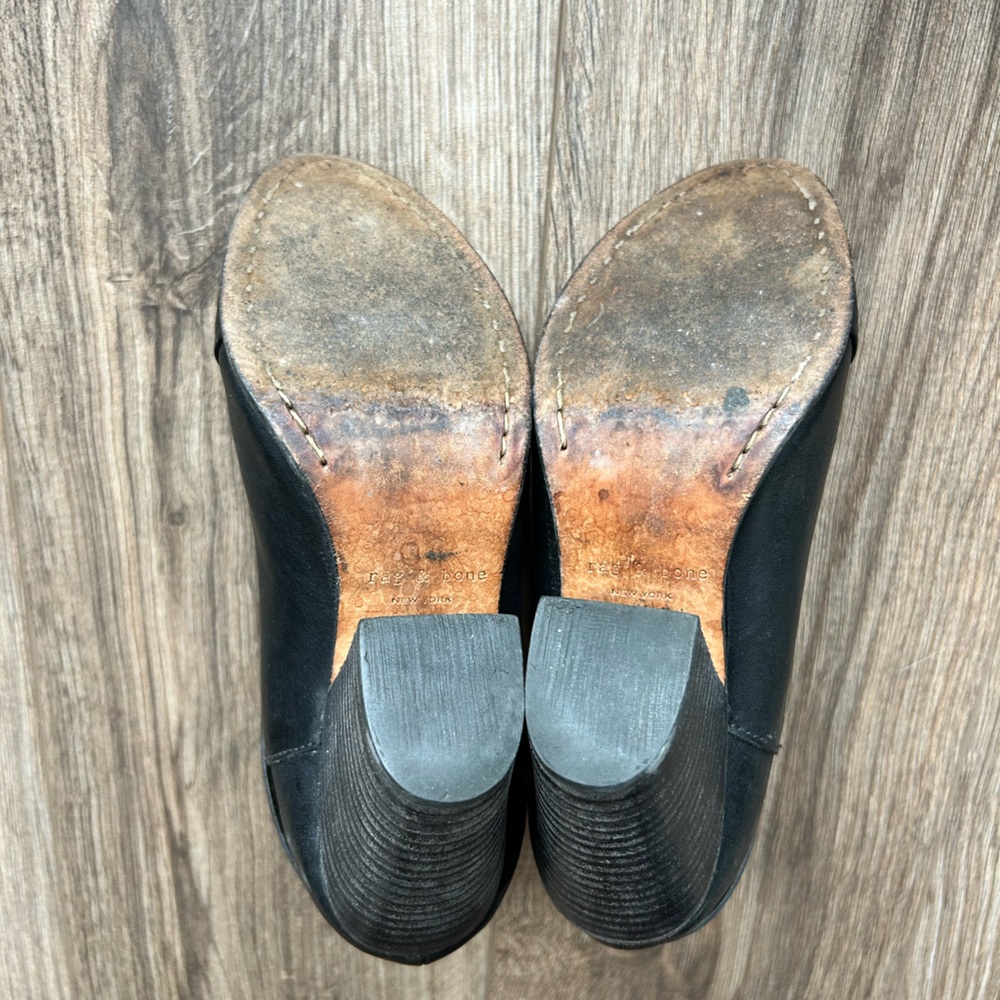 Rag & Bone Harrow Black Leather Heeled Booties | 6.5 - Picture 12 of 16